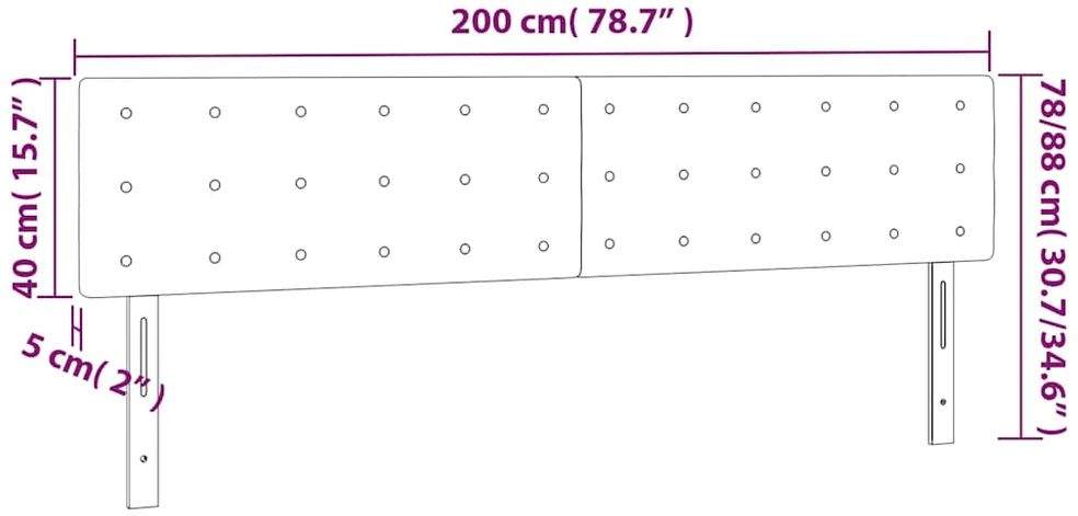 Galvūgalis su LED, tamsiai mėlynas, 200x5x78/88cm, aksomas