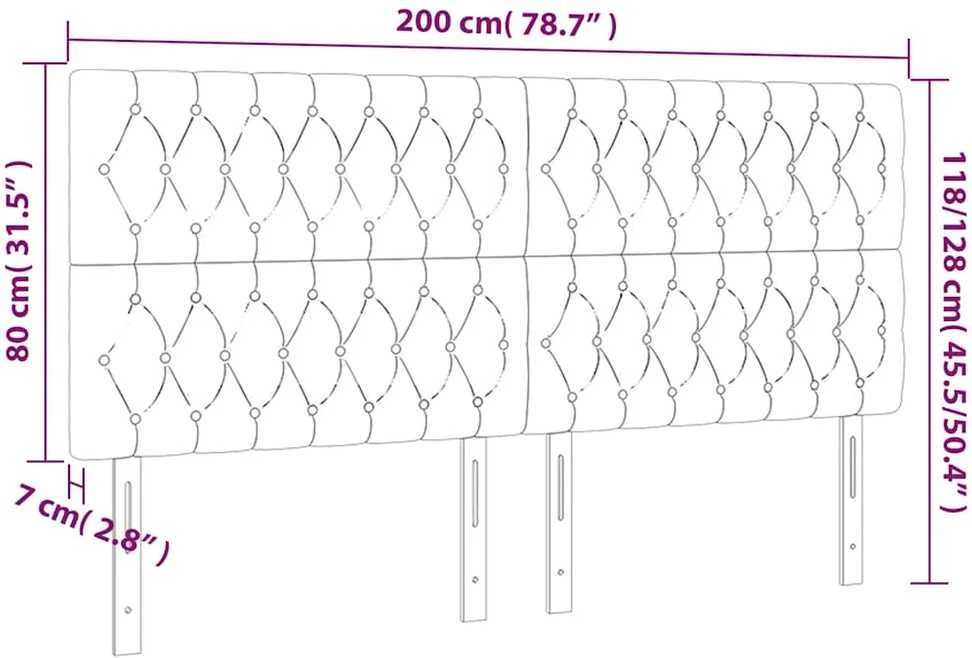 Galvūgalis su LED, tamsiai mėlynas, 200x7x118/128cm, aksomas
