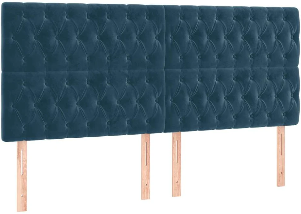 Galvūgalis su LED, tamsiai mėlynas, 200x7x118/128cm, aksomas