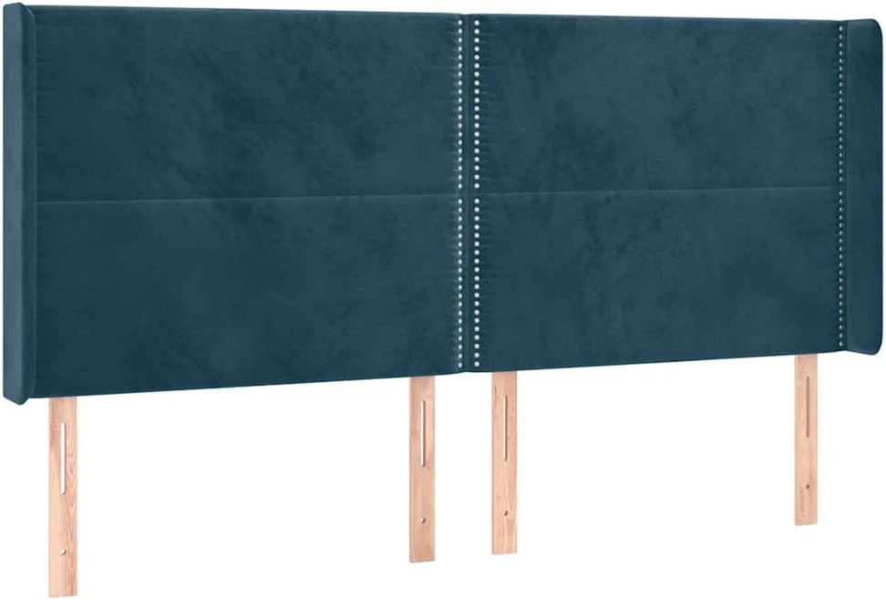 Galvūgalis su LED, tamsiai mėlynas, 203x16x118/128cm, aksomas