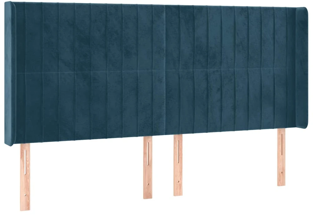 Galvūgalis su LED, tamsiai mėlynas, 203x16x118/128cm, aksomas