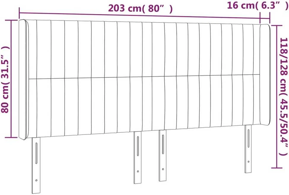 Galvūgalis su LED, tamsiai mėlynas, 203x16x118/128cm, aksomas