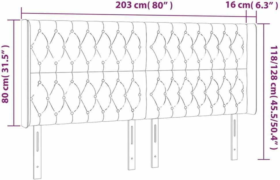 Galvūgalis su LED, tamsiai mėlynas, 203x16x118/128cm, aksomas
