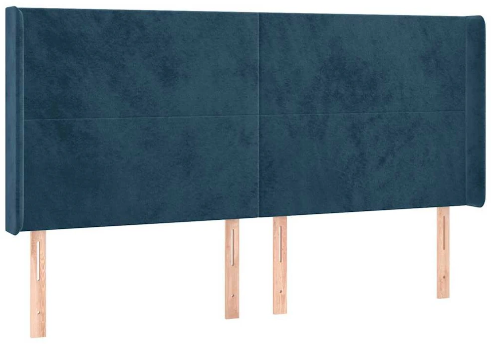 Galvūgalis su LED, tamsiai mėlynas, 203x16x118/128cm, aksomas