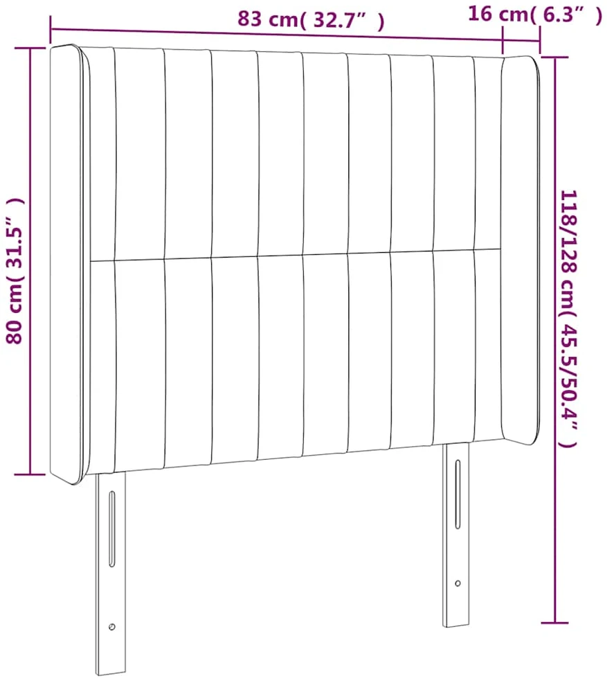 Galvūgalis su LED, tamsiai mėlynas, 83x16x118/128cm, aksomas