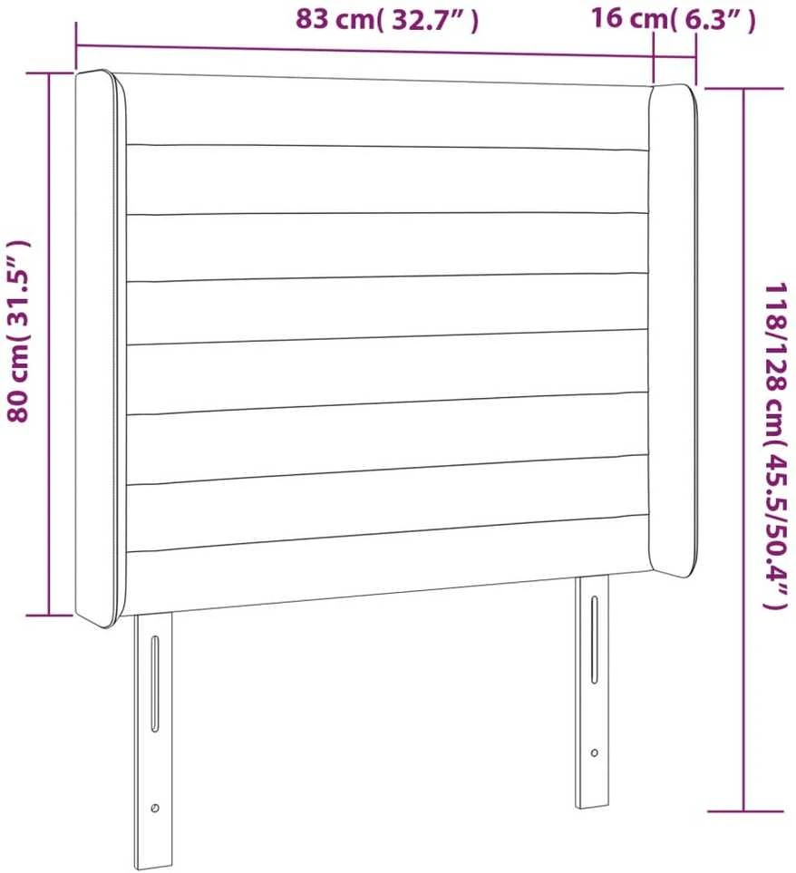 Galvūgalis su LED, tamsiai mėlynas, 83x16x118/128cm, aksomas
