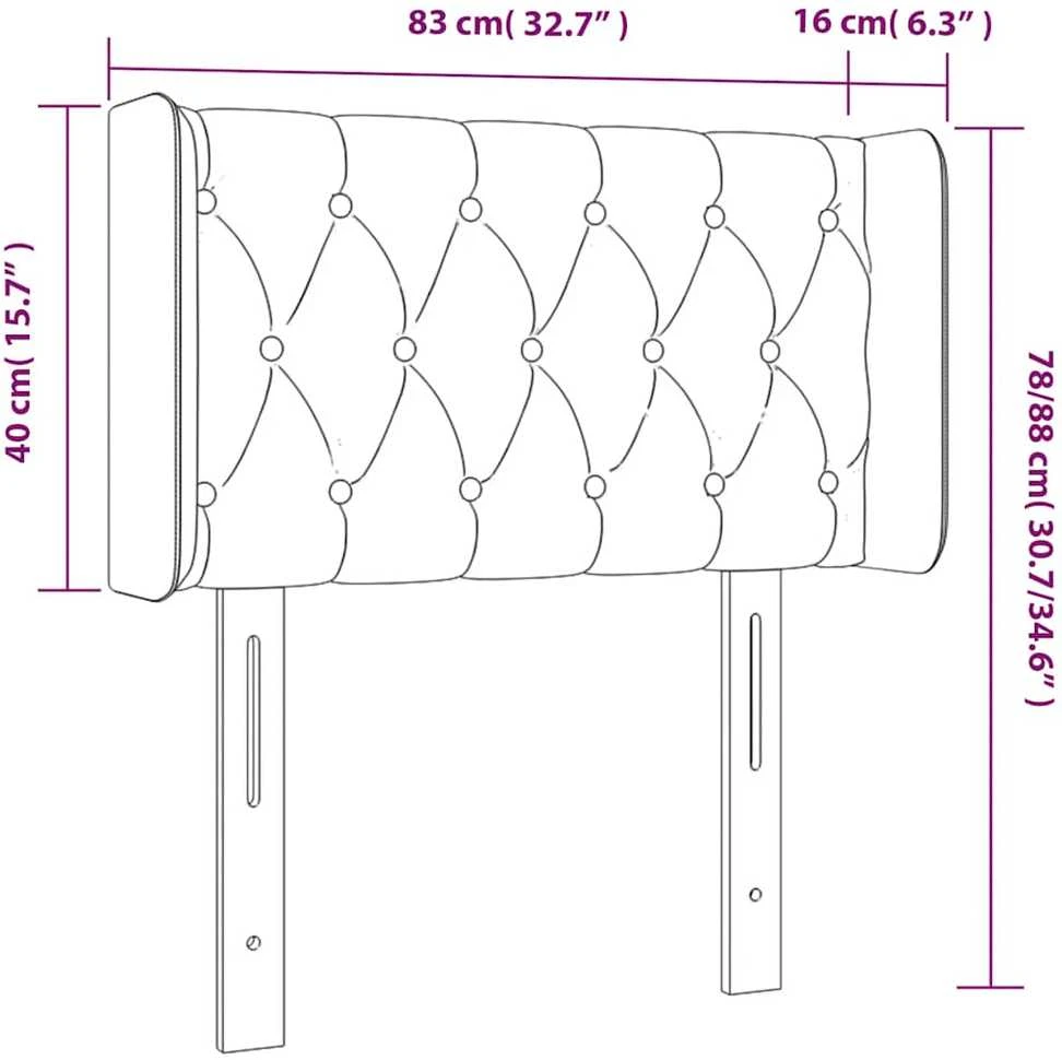 Galvūgalis su LED, tamsiai mėlynas, 83x16x78/88cm, aksomas