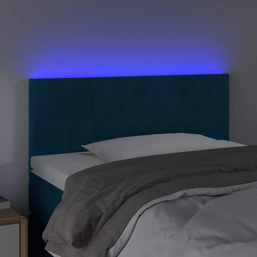 Galvūgalis su LED, tamsiai mėlynas, 90x5x78/88cm,aksomas