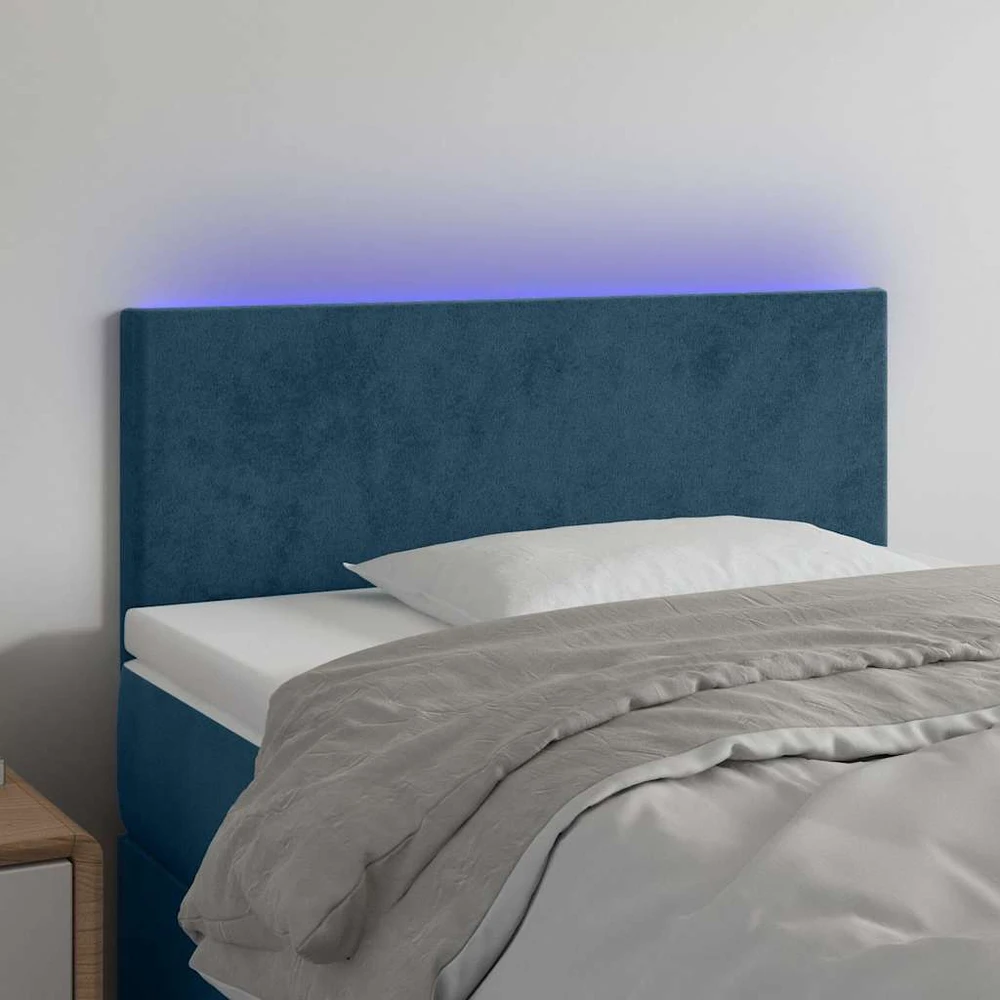 Galvūgalis su LED, tamsiai mėlynas, 90x5x78/88cm,aksomas