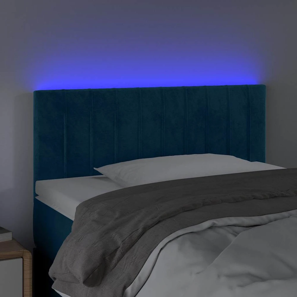 Galvūgalis su LED, tamsiai mėlynas, 90x5x78/88cm,aksomas