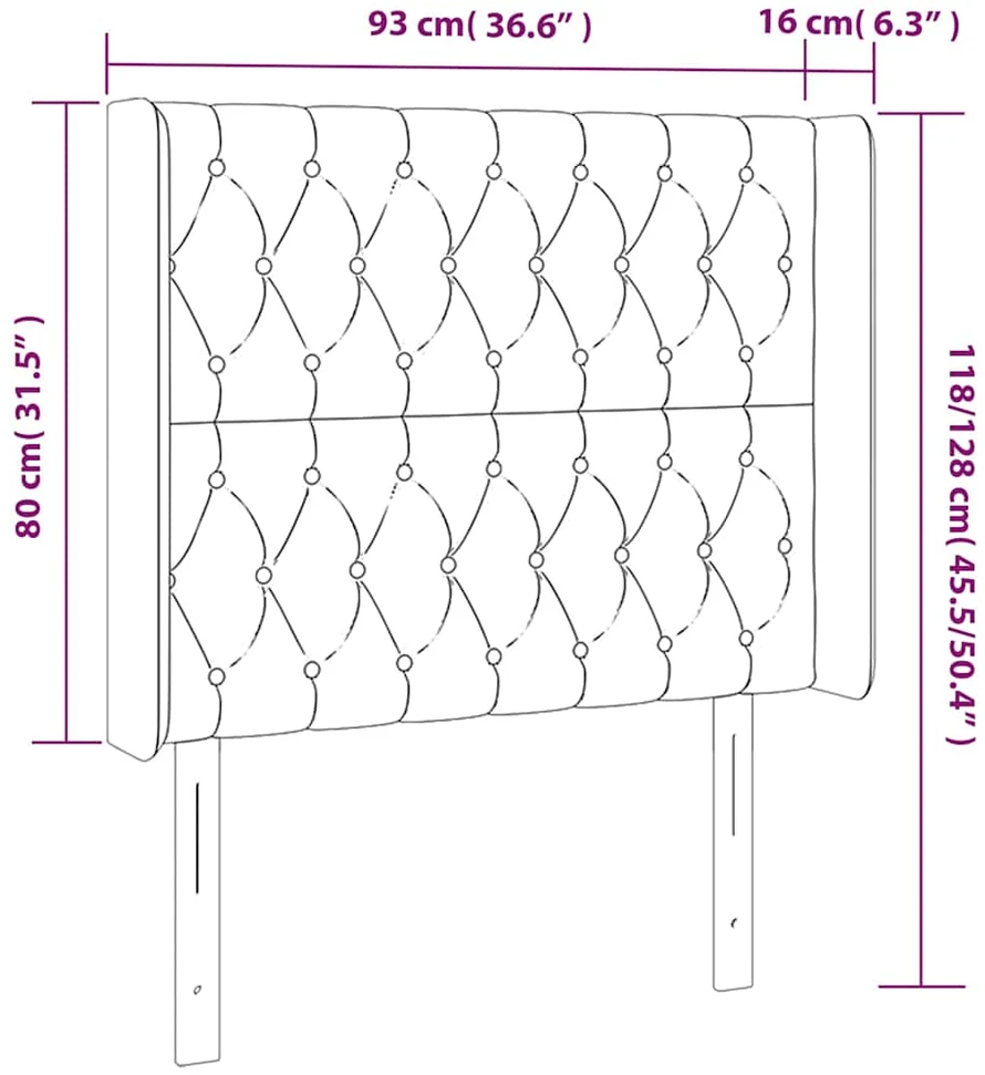 Galvūgalis su LED, tamsiai mėlynas, 93x16x118/128cm, aksomas