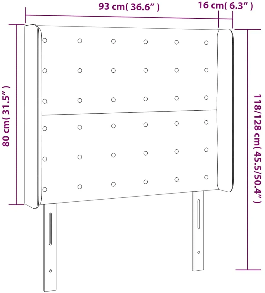 Galvūgalis su LED, tamsiai mėlynas, 93x16x118/128cm, aksomas