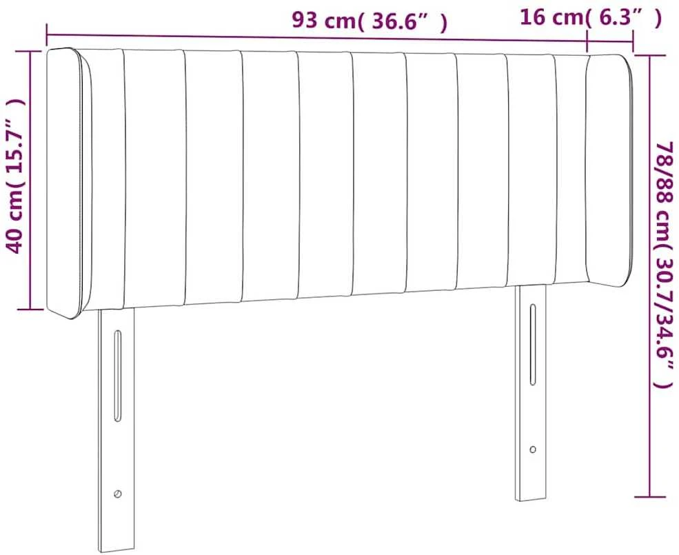 Galvūgalis su LED, tamsiai mėlynas, 93x16x78/88cm, aksomas