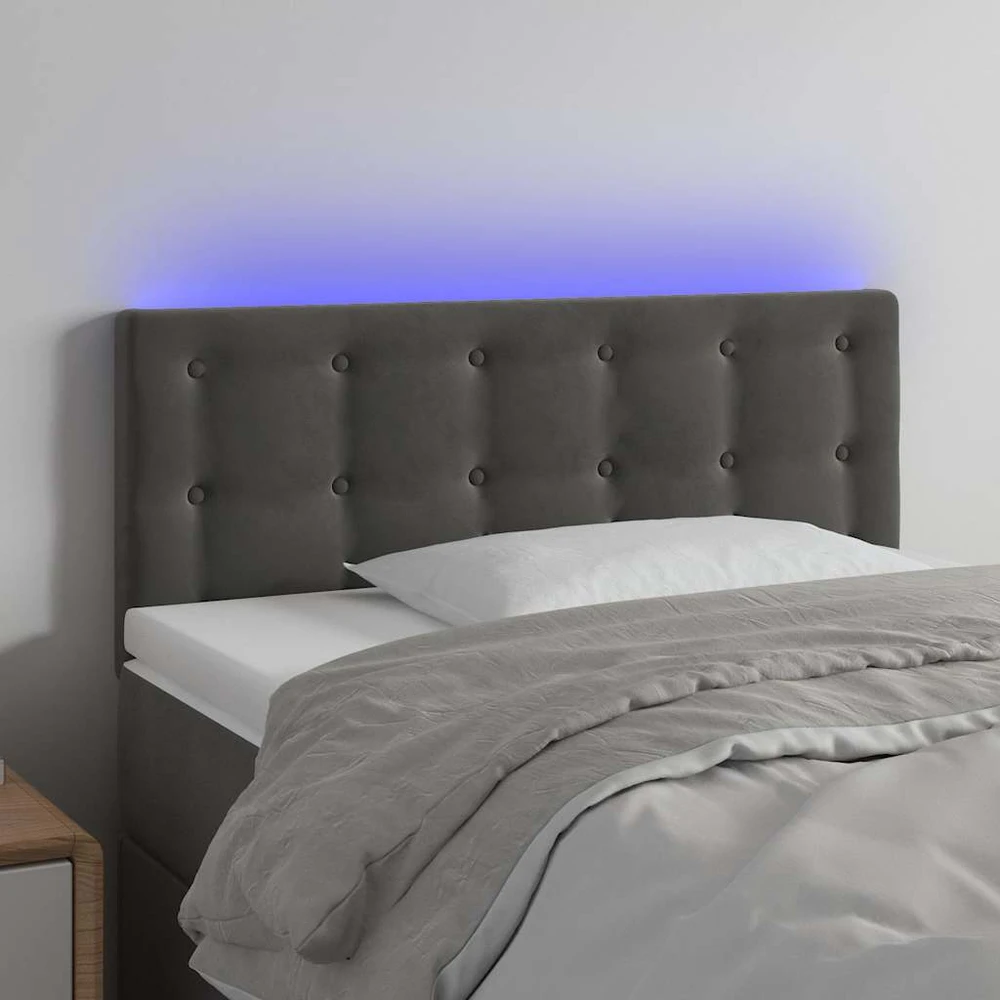 Galvūgalis su LED, tamsiai pilkas, 100x5x78/88cm, aksomas