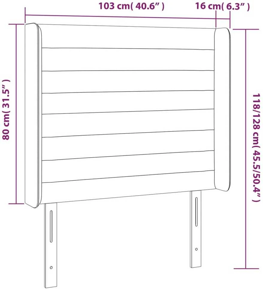 Galvūgalis su LED, tamsiai pilkas, 103x16x118/128cm, audinys
