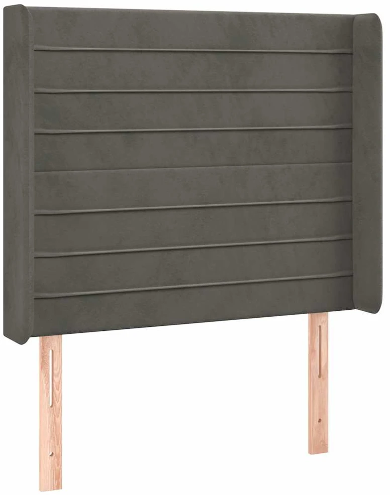 Galvūgalis su LED, tamsiai pilkas, 103x16x118/128cm, aksomas