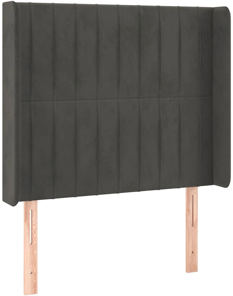 Galvūgalis su LED, tamsiai pilkas, 103x16x118/128cm, aksomas