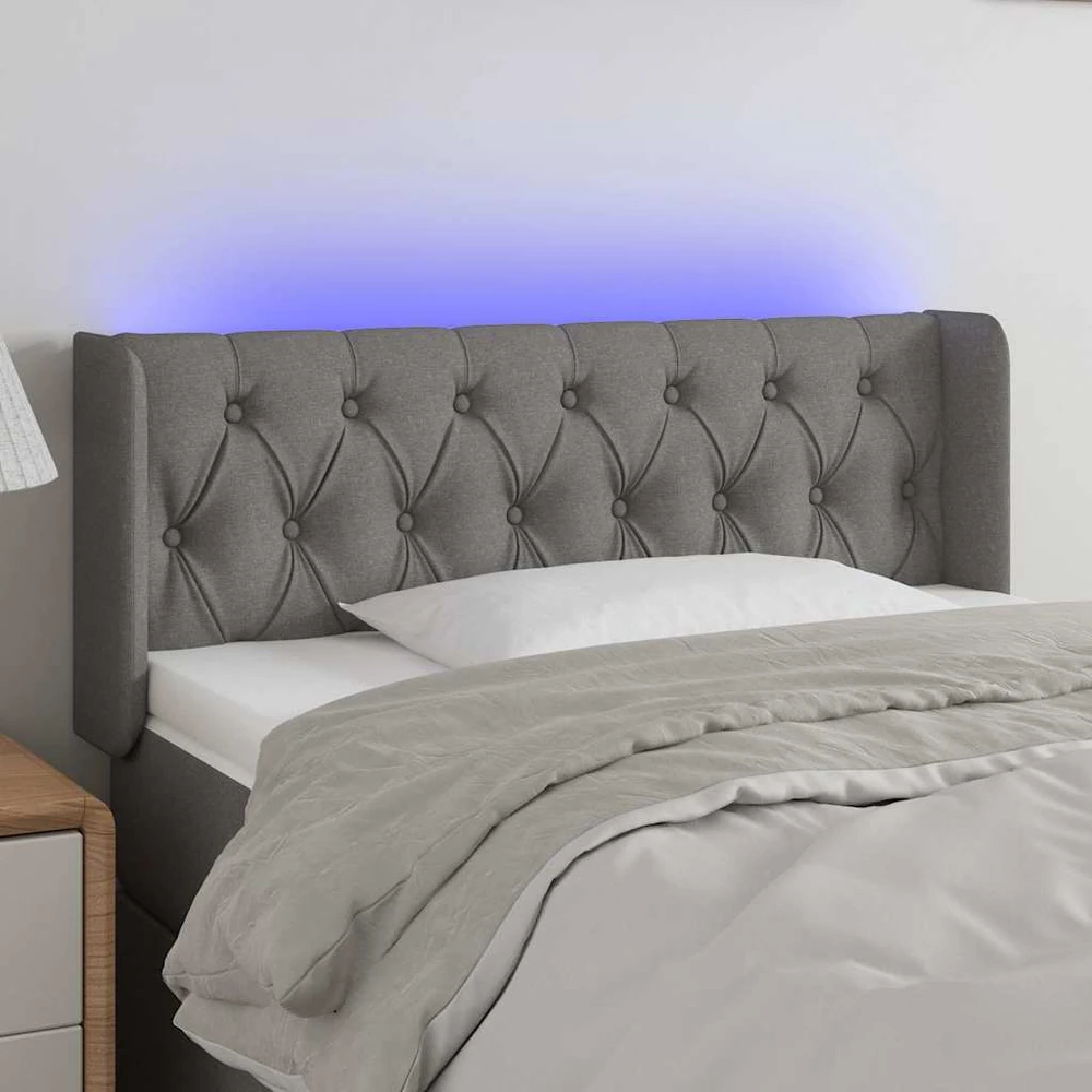 Galvūgalis su LED, tamsiai pilkas, 103x16x78/88cm, audinys