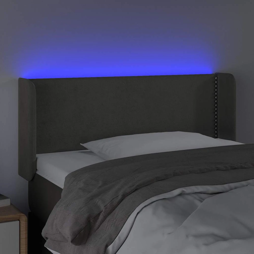 Galvūgalis su LED, tamsiai pilkas, 103x16x78/88cm, aksomas