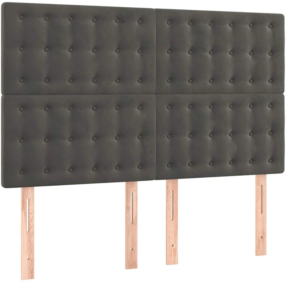 Galvūgalis su LED, tamsiai pilkas, 144x5x118/128cm, aksomas
