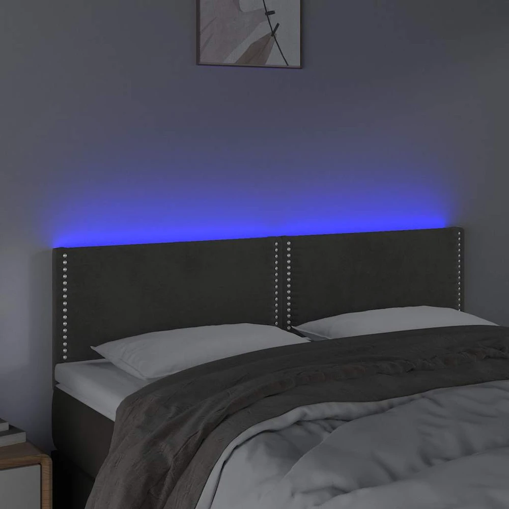 Galvūgalis su LED, tamsiai pilkas, 144x5x78/88cm, aksomas