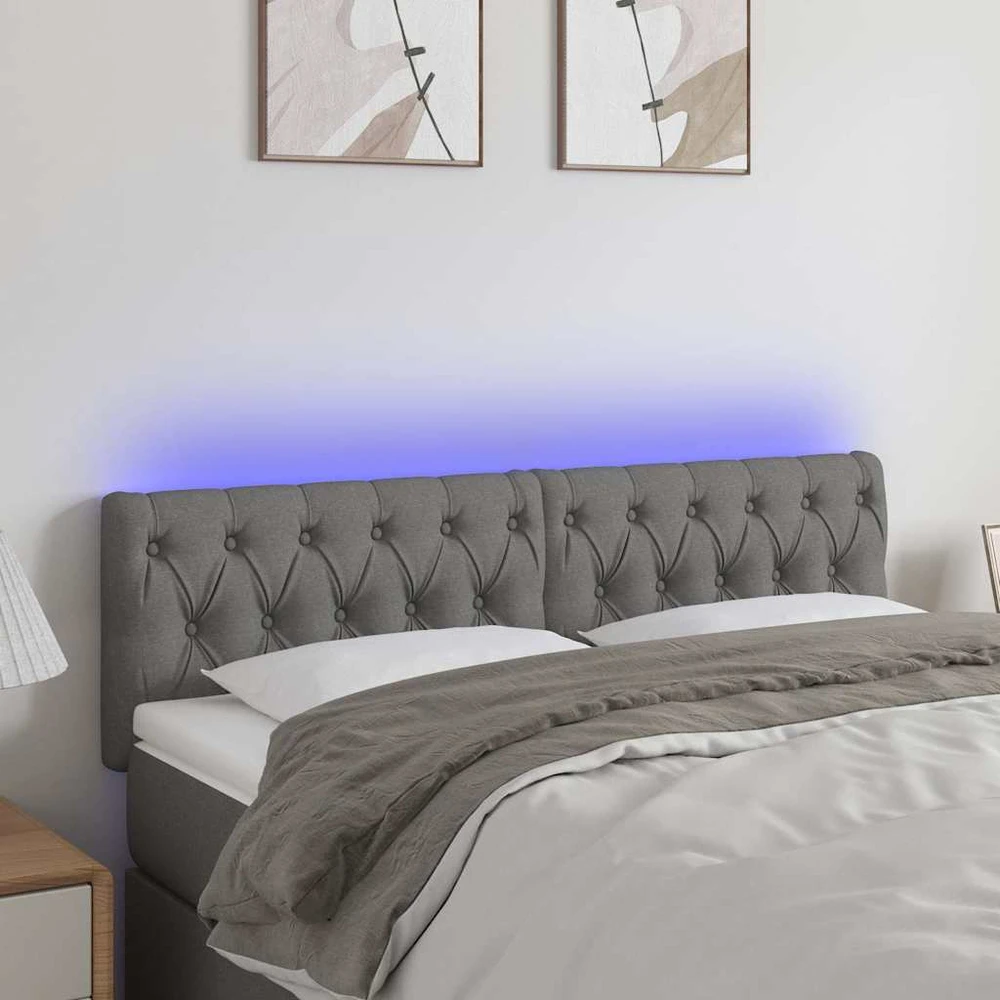 Galvūgalis su LED, tamsiai pilkas, 144x7x78/88cm, audinys