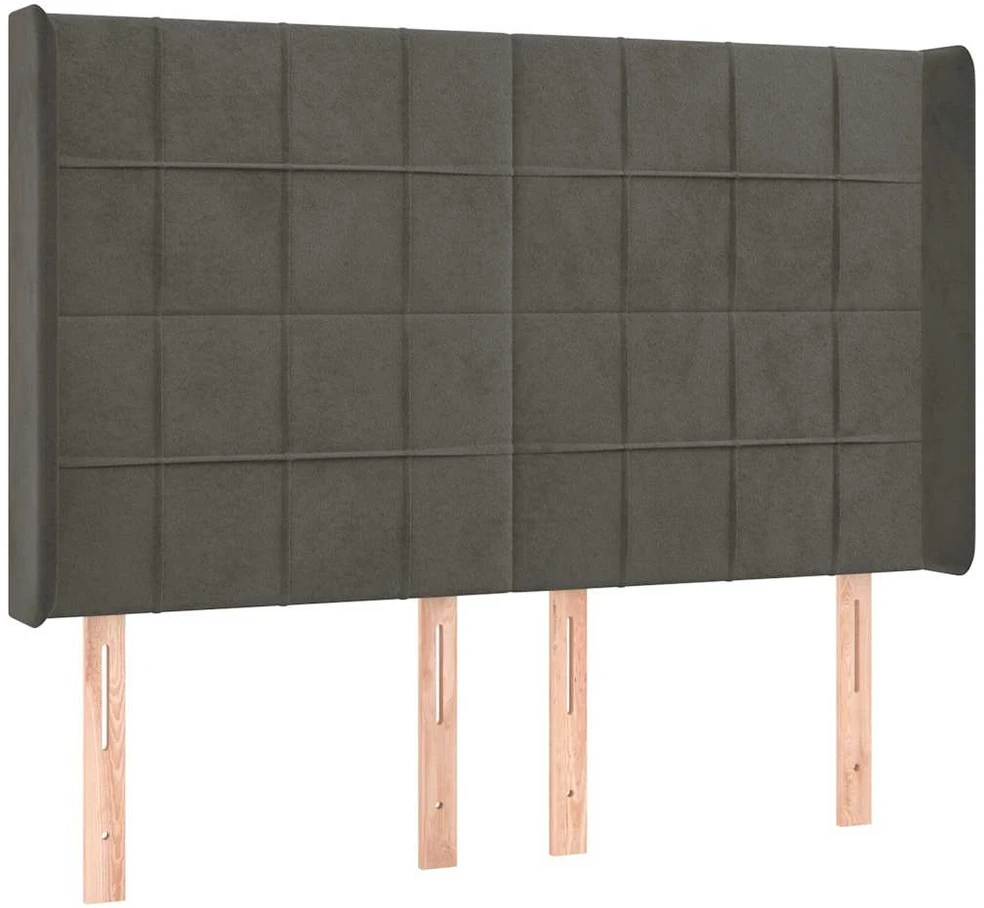 Galvūgalis su LED, tamsiai pilkas, 147x16x118/128cm, aksomas