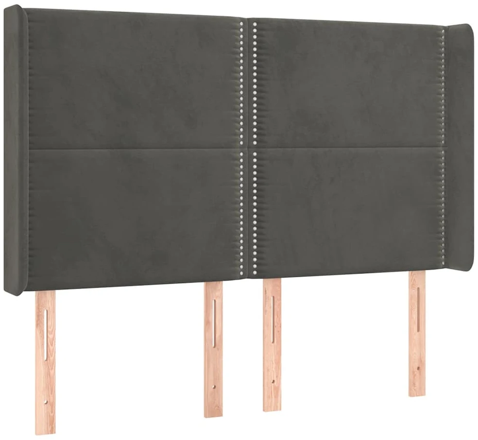 Galvūgalis su LED, tamsiai pilkas, 147x16x118/128cm, aksomas
