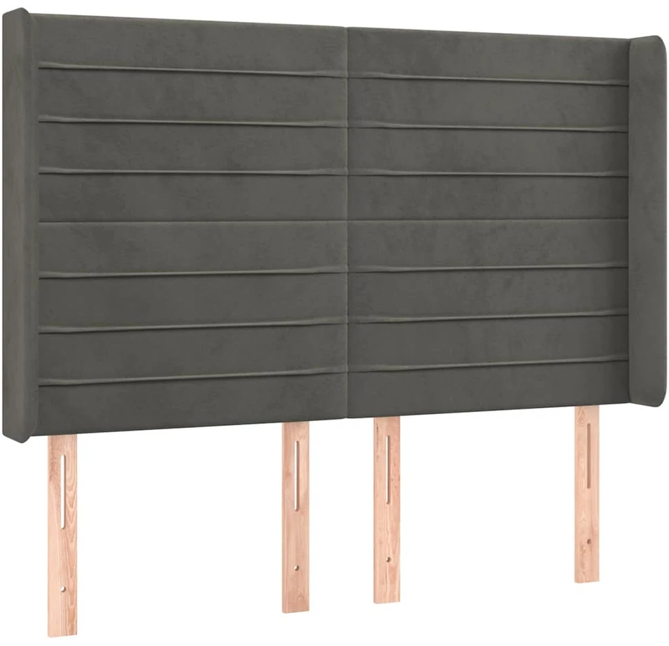 Galvūgalis su LED, tamsiai pilkas, 147x16x118/128cm, aksomas