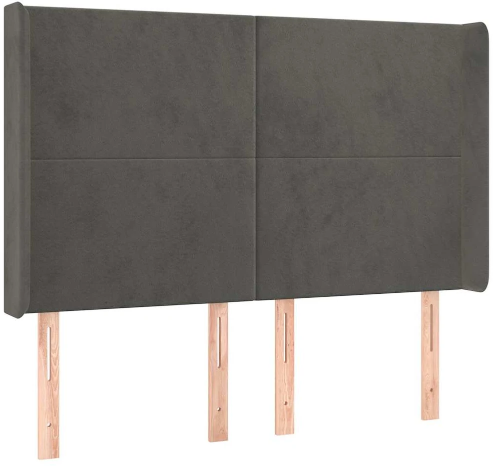 Galvūgalis su LED, tamsiai pilkas, 147x16x118/128cm, aksomas