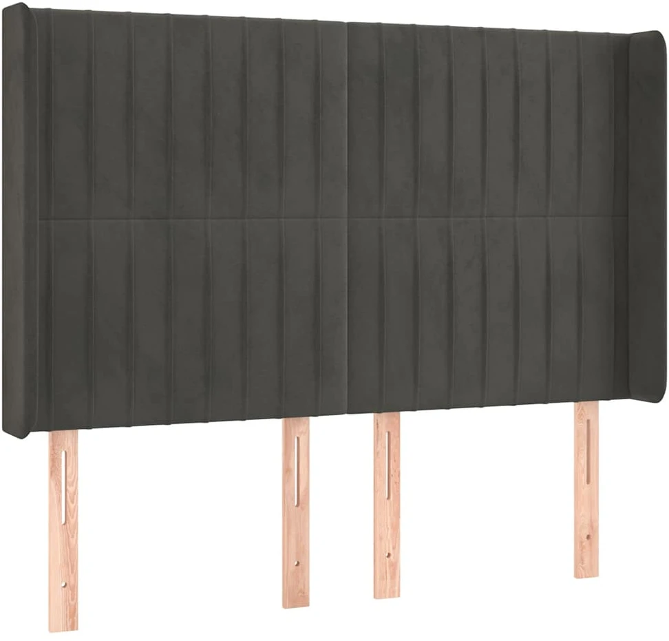 Galvūgalis su LED, tamsiai pilkas, 147x16x118/128cm, aksomas