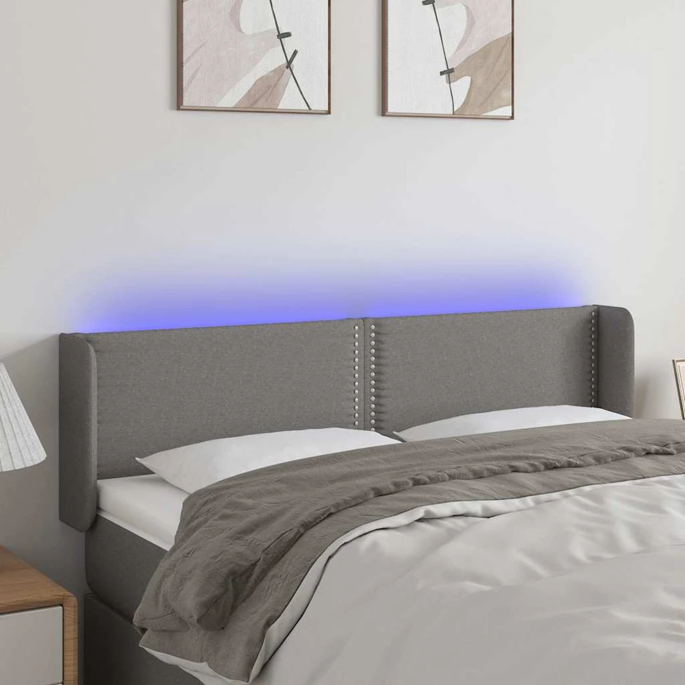 Galvūgalis su LED, tamsiai pilkas, 147x16x78/88cm, audinys