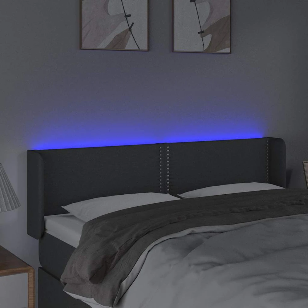 Galvūgalis su LED, tamsiai pilkas, 147x16x78/88cm, audinys