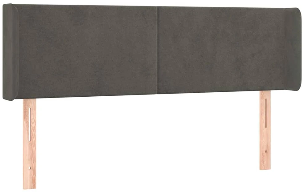 Galvūgalis su LED, tamsiai pilkas, 147x16x78/88cm, aksomas