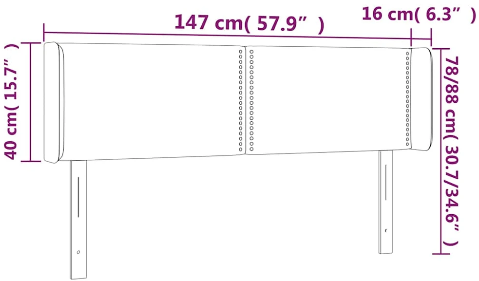 Galvūgalis su LED, tamsiai pilkas, 147x16x78/88cm, audinys