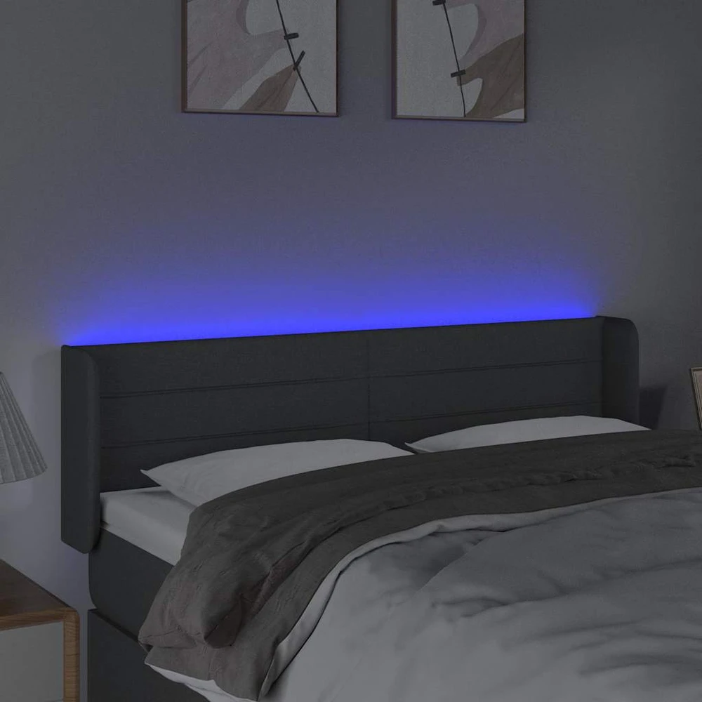 Galvūgalis su LED, tamsiai pilkas, 147x16x78/88cm, audinys