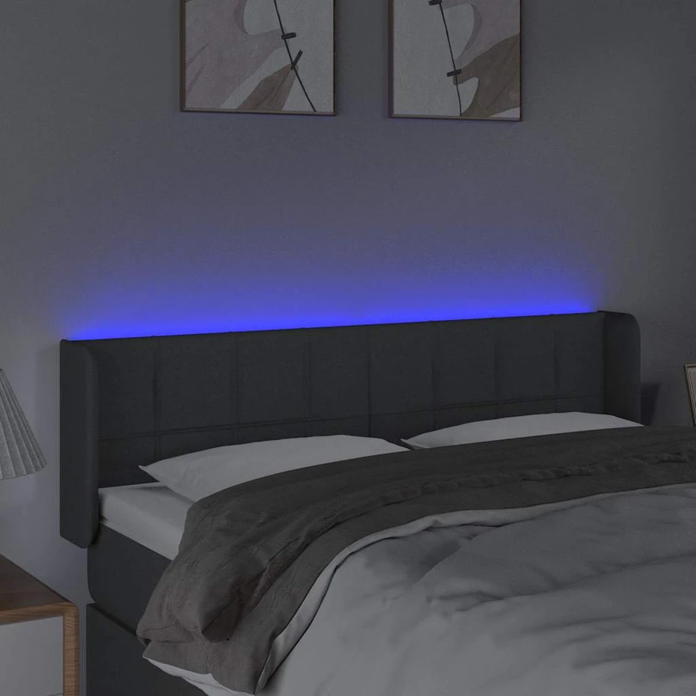 Galvūgalis su LED, tamsiai pilkas, 147x16x78/88cm, audinys