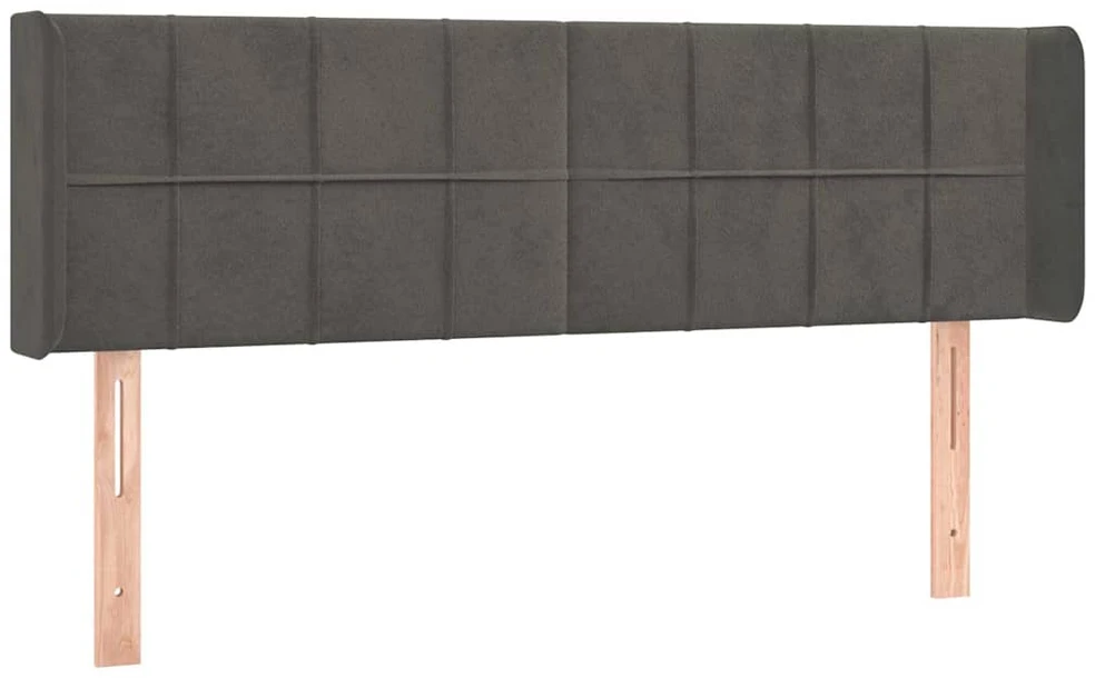 Galvūgalis su LED, tamsiai pilkas, 147x16x78/88cm, aksomas