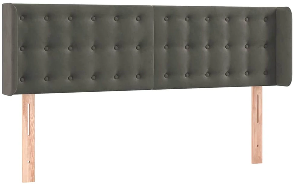 Galvūgalis su LED, tamsiai pilkas, 147x16x78/88cm, aksomas
