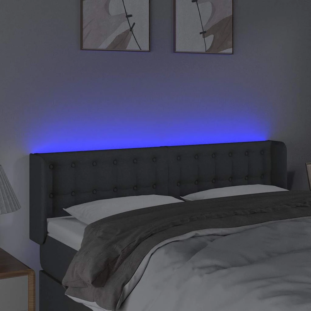 Galvūgalis su LED, tamsiai pilkas, 147x16x78/88cm, audinys