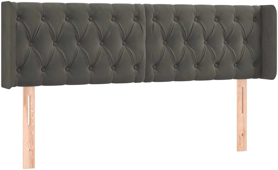 Galvūgalis su LED, tamsiai pilkas, 147x16x78/88cm, aksomas