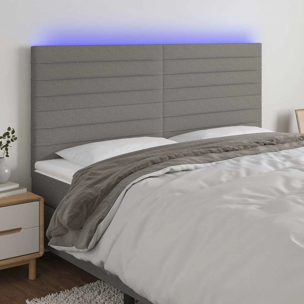 Galvūgalis su LED, tamsiai pilkas, 160x5x118/128cm, audinys