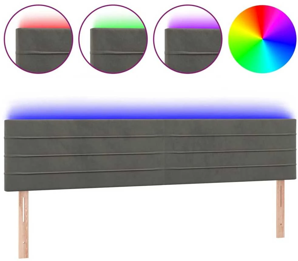 Galvūgalis su LED, tamsiai pilkas, 160x5x78/88cm, aksomas