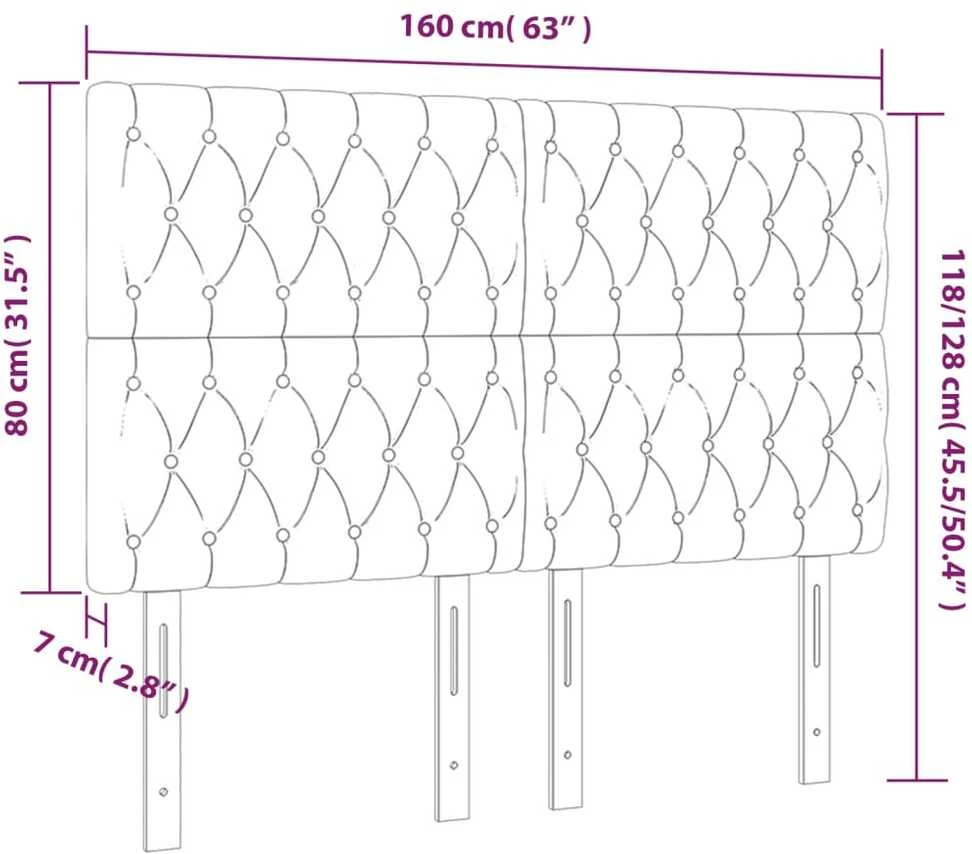 Galvūgalis su LED, tamsiai pilkas, 160x7x118/128cm, aksomas