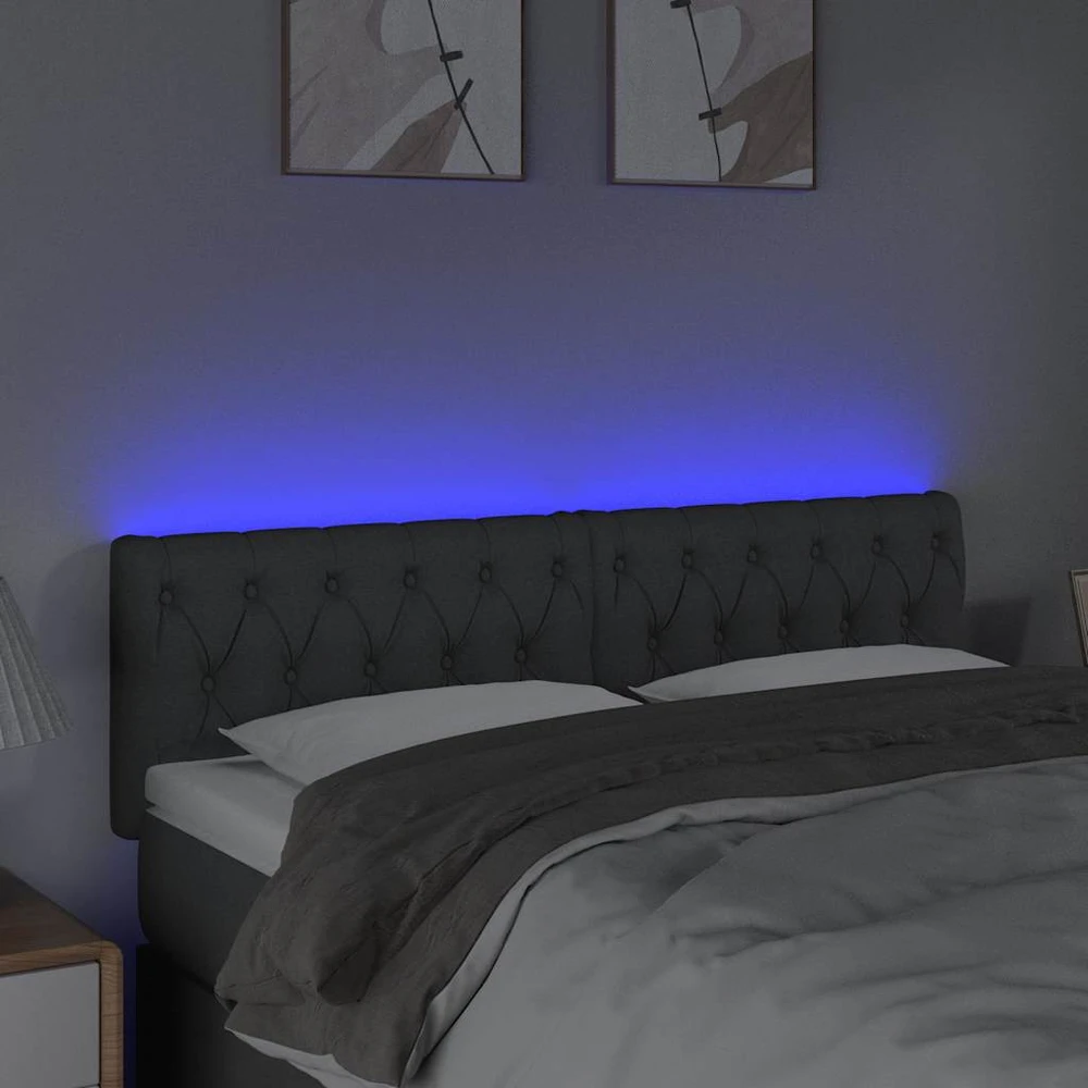 Galvūgalis su LED, tamsiai pilkas, 160x7x78/88cm, audinys