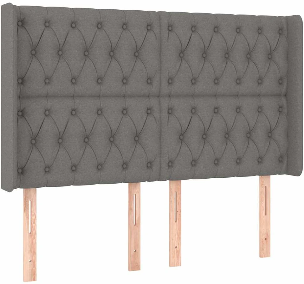 Galvūgalis su LED, tamsiai pilkas, 163x16x118/128cm, audinys