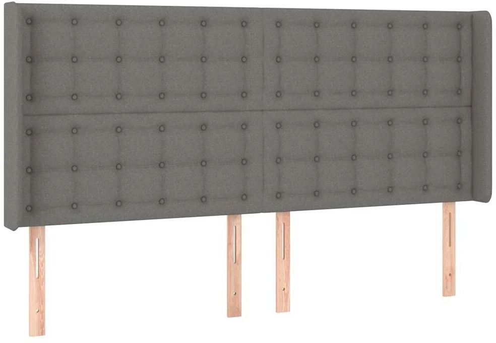 Galvūgalis su LED, tamsiai pilkas, 163x16x118/128cm, audinys