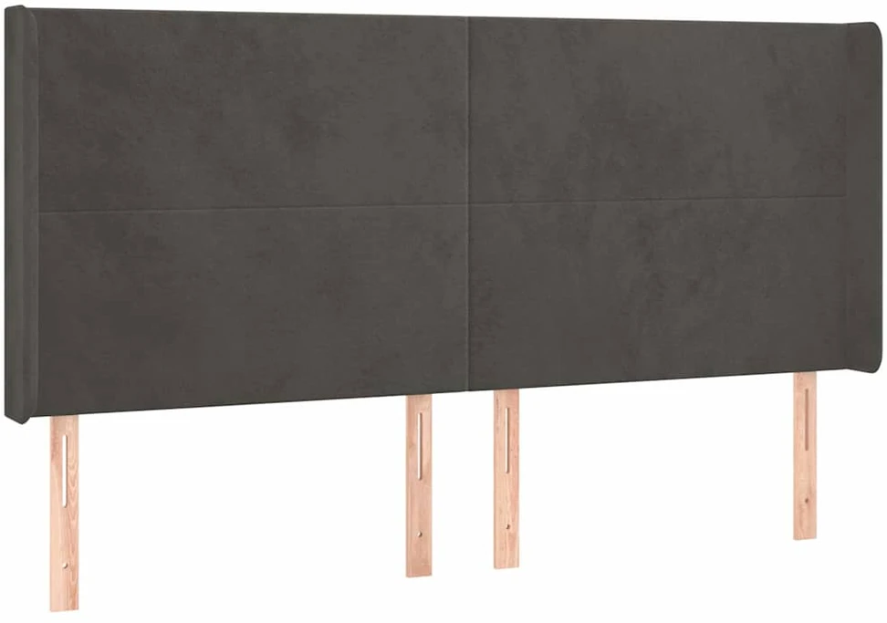 Galvūgalis su LED, tamsiai pilkas, 163x16x118/128cm, aksomas