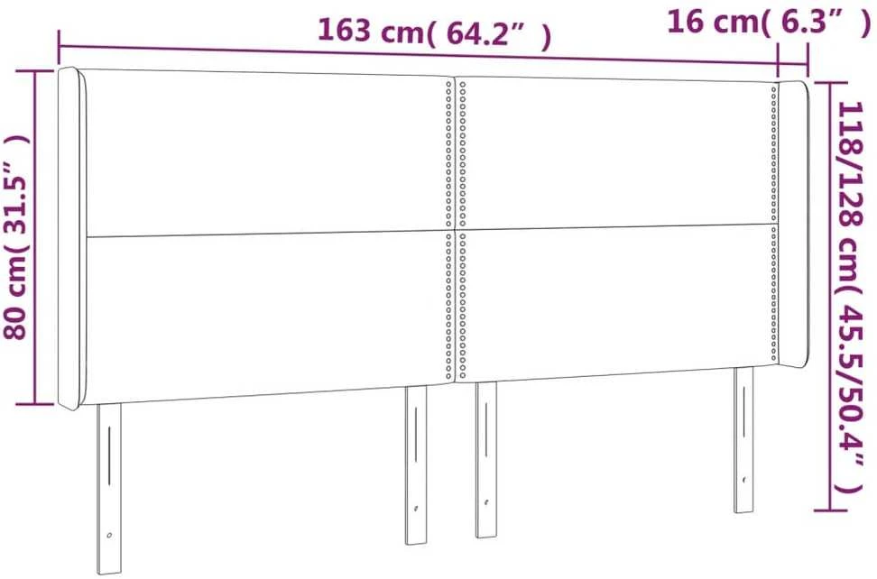 Galvūgalis su LED, tamsiai pilkas, 163x16x118/128cm, aksomas