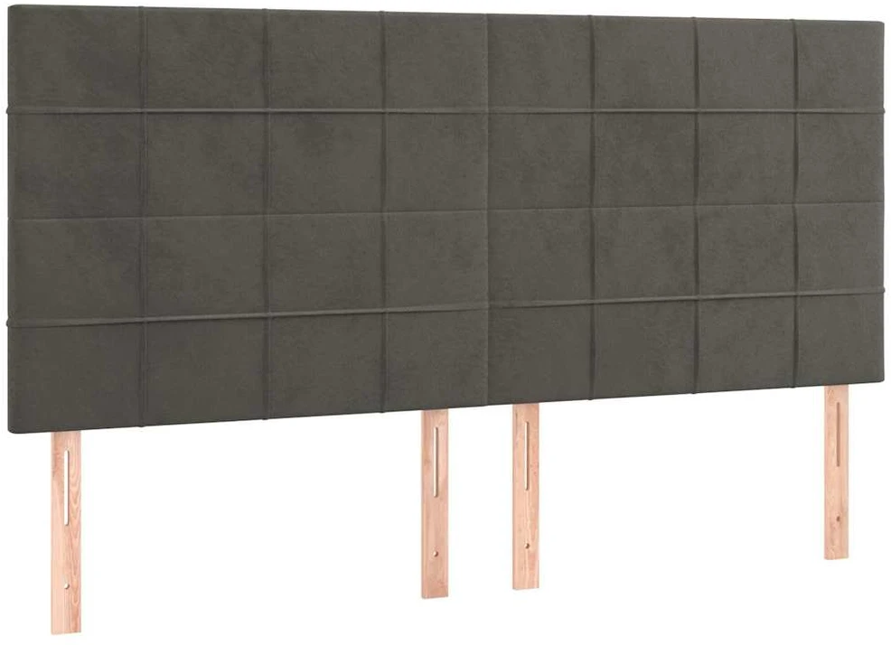 Galvūgalis su LED, tamsiai pilkas, 180x5x118/128cm, aksomas